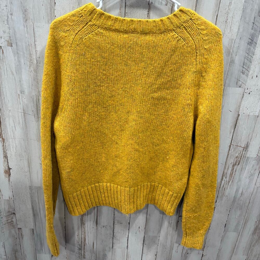J. Crew Alpaca-Blend Mustard Yellow Crewneck Sweater AR942 Medium Knit - Picture 5 of 7